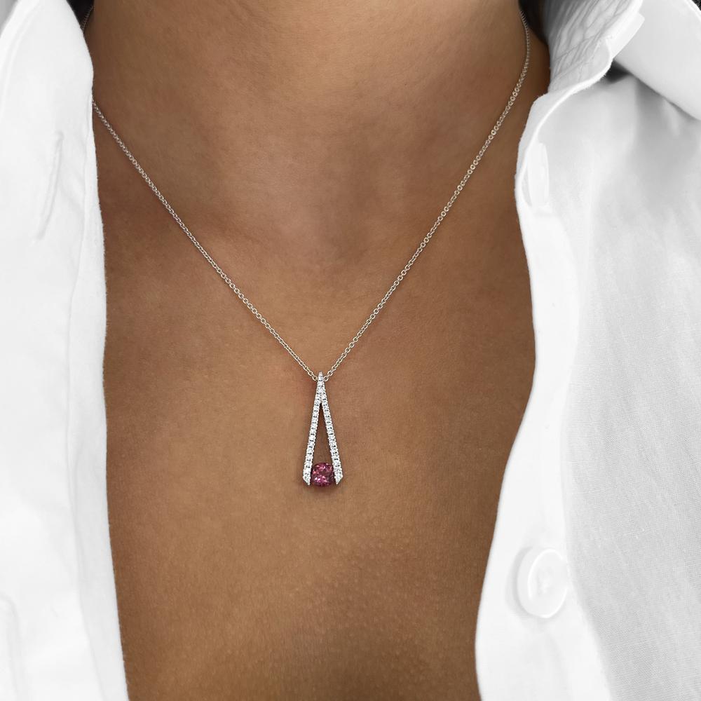 Garnet and Diamond Omakase Necklace in 18K White Gold by Charles Krypell