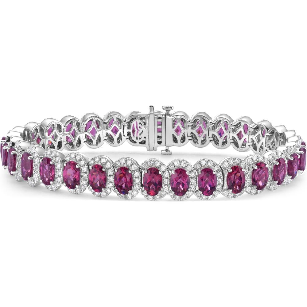 Garnet and Diamond Overlap Bracelet in 18K White Gold by Charles Krypell