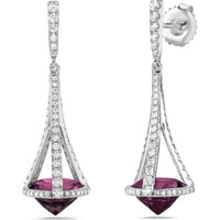 Garnet and Diamond Paris Earrings in 18K White Gold by Charles Krypell