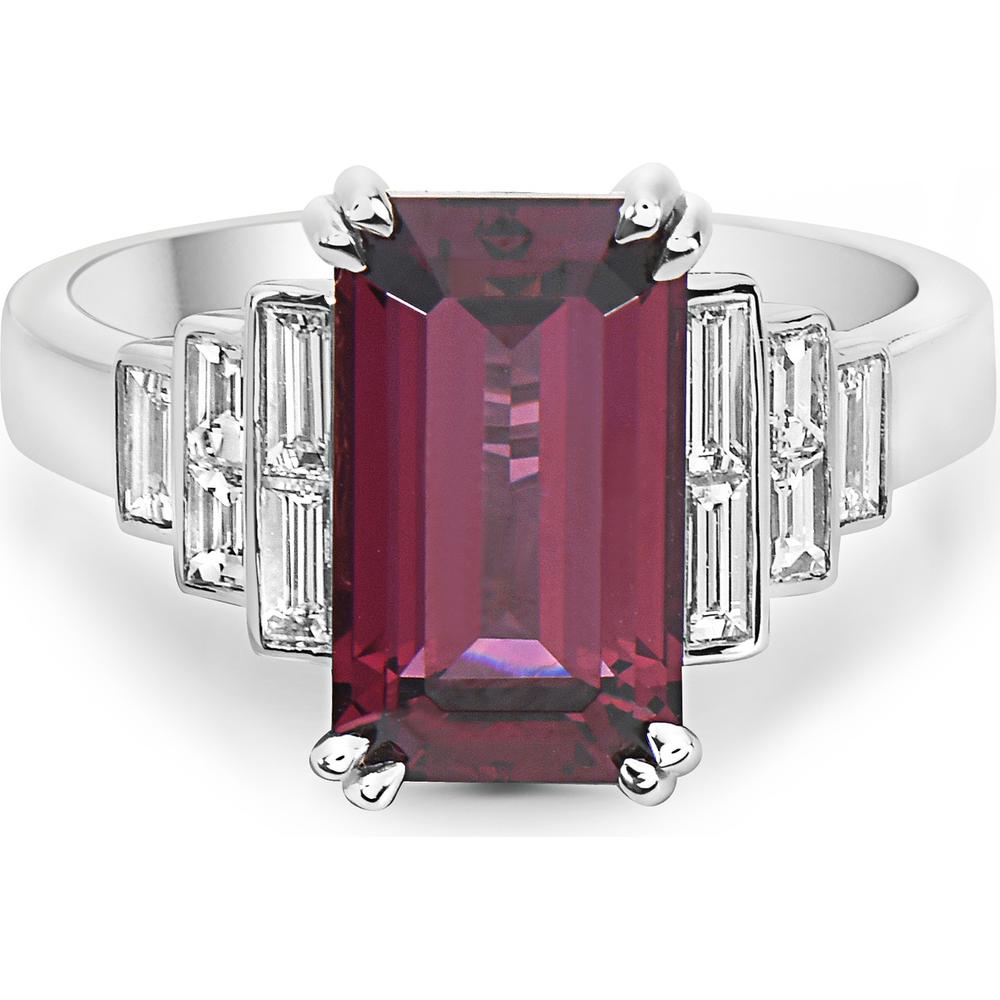 Garnet and Diamond Step Ring in 18K White Gold by Charles Krypell