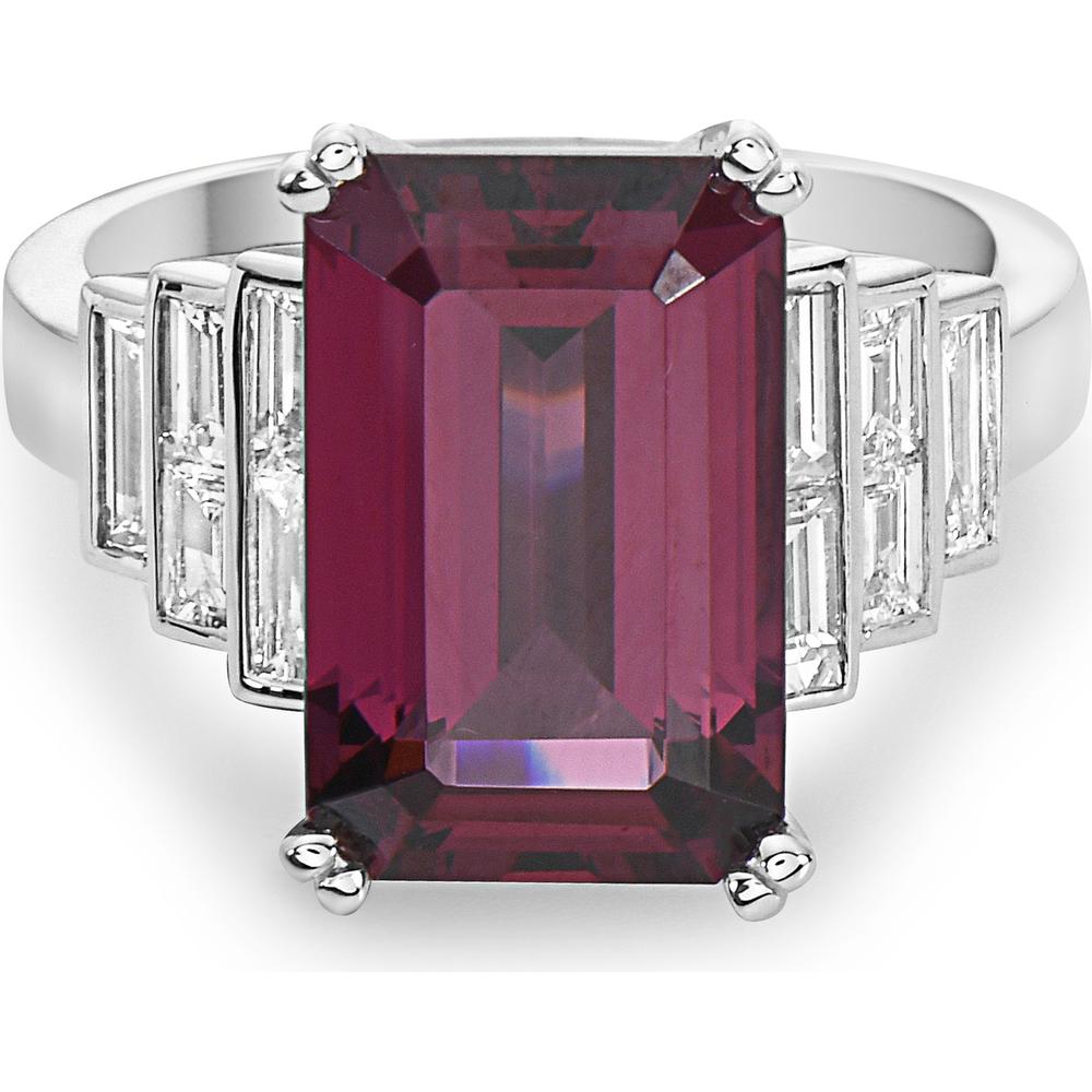 Garnet and Diamond Step Ring in 18K White Gold by Charles Krypell