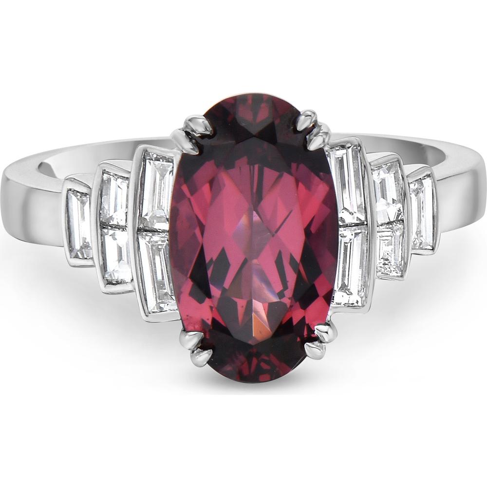 Garnet and Diamond Step Ring in 18K White Gold by Charles Krypell