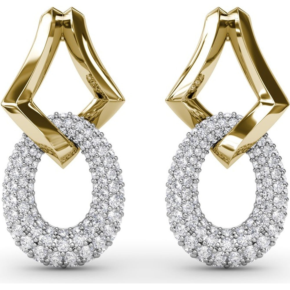 Geometric Drop Earrings with Pavé Set Round Diamonds by Fana - 0.99 Carat Total Diamond Weight