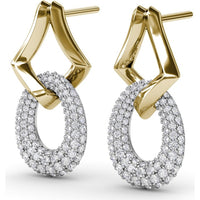 Geometric Drop Earrings with Pavé Set Round Diamonds by Fana - 0.99 Carat Total Diamond Weight