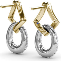 Geometric Drop Earrings with Pavé Set Round Diamonds by Fana - 0.99 Carat Total Diamond Weight