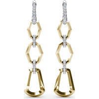 Geometric Hexagon Link Drop Earrings with Pavé Diamond Accents by Fana - 0.98 Carat Total Diamond Weight
