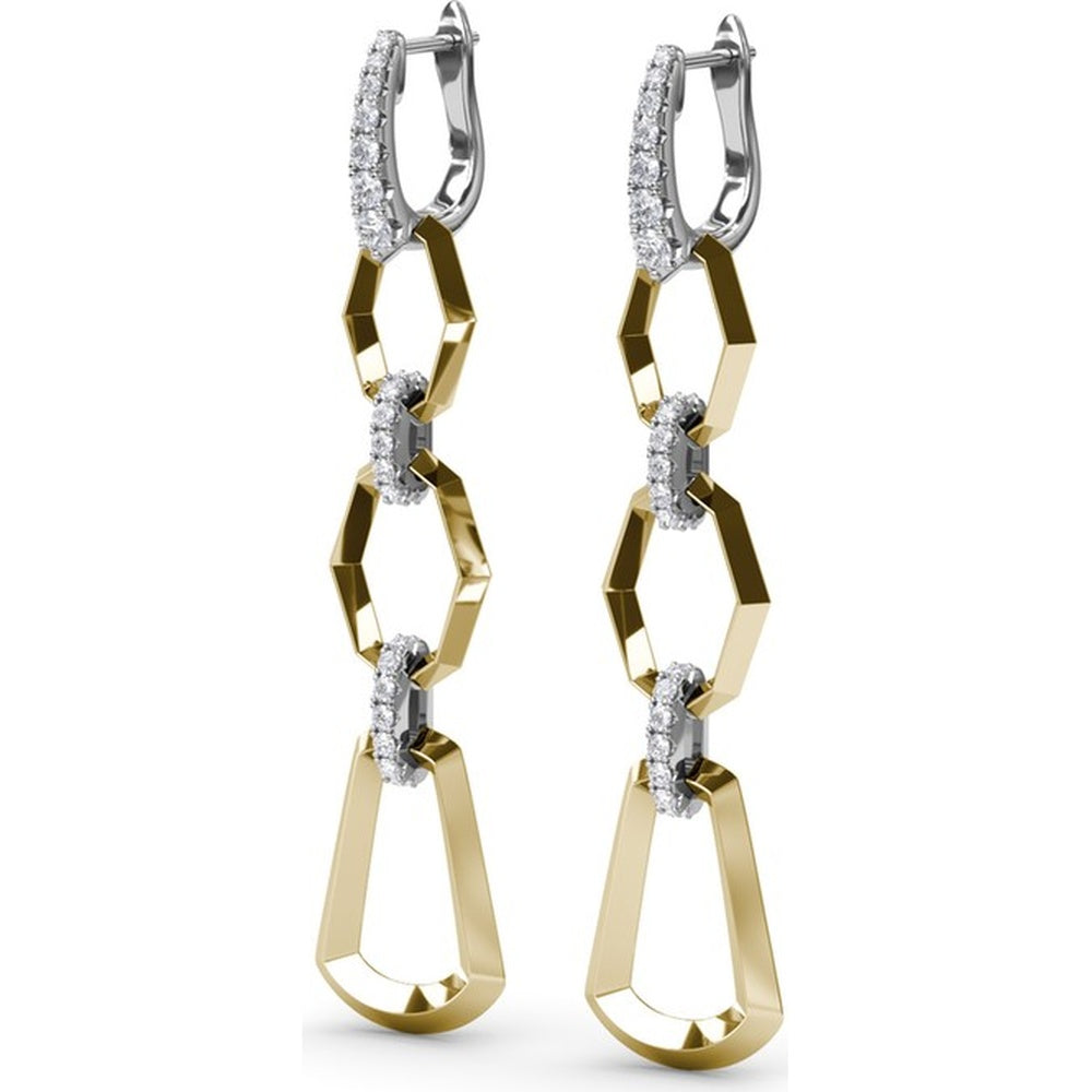 Geometric Hexagon Link Drop Earrings with Pavé Diamond Accents by Fana - 0.98 Carat Total Diamond Weight