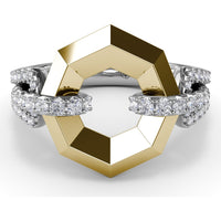 Geometric Hexagon Ring with Pavé Set Round Diamonds by Fana - 0.41 Carat Total Diamond Weight