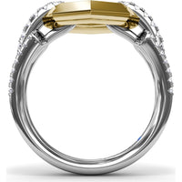 Geometric Hexagon Ring with Pavé Set Round Diamonds by Fana - 0.41 Carat Total Diamond Weight