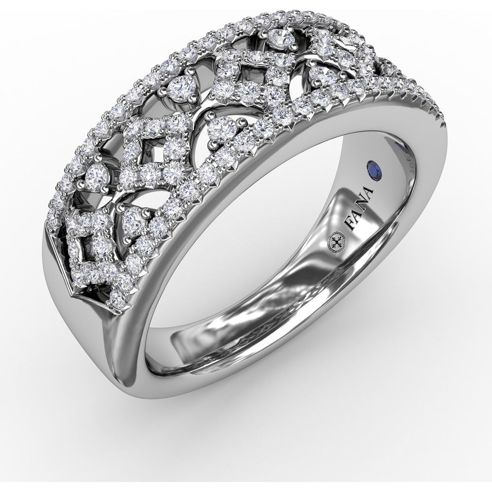 Geometric Openwork Band with Pavé Set Round Diamonds by Fana - 0.47 Carat Total Diamond Weight