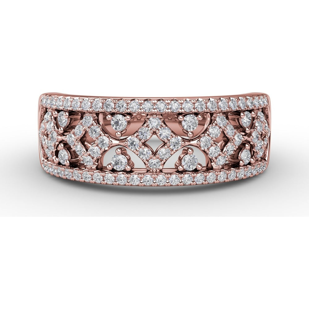 Geometric Openwork Band with Pavé Set Round Diamonds by Fana - 0.47 Carat Total Diamond Weight
