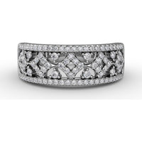 Geometric Openwork Band with Pavé Set Round Diamonds by Fana - 0.47 Carat Total Diamond Weight