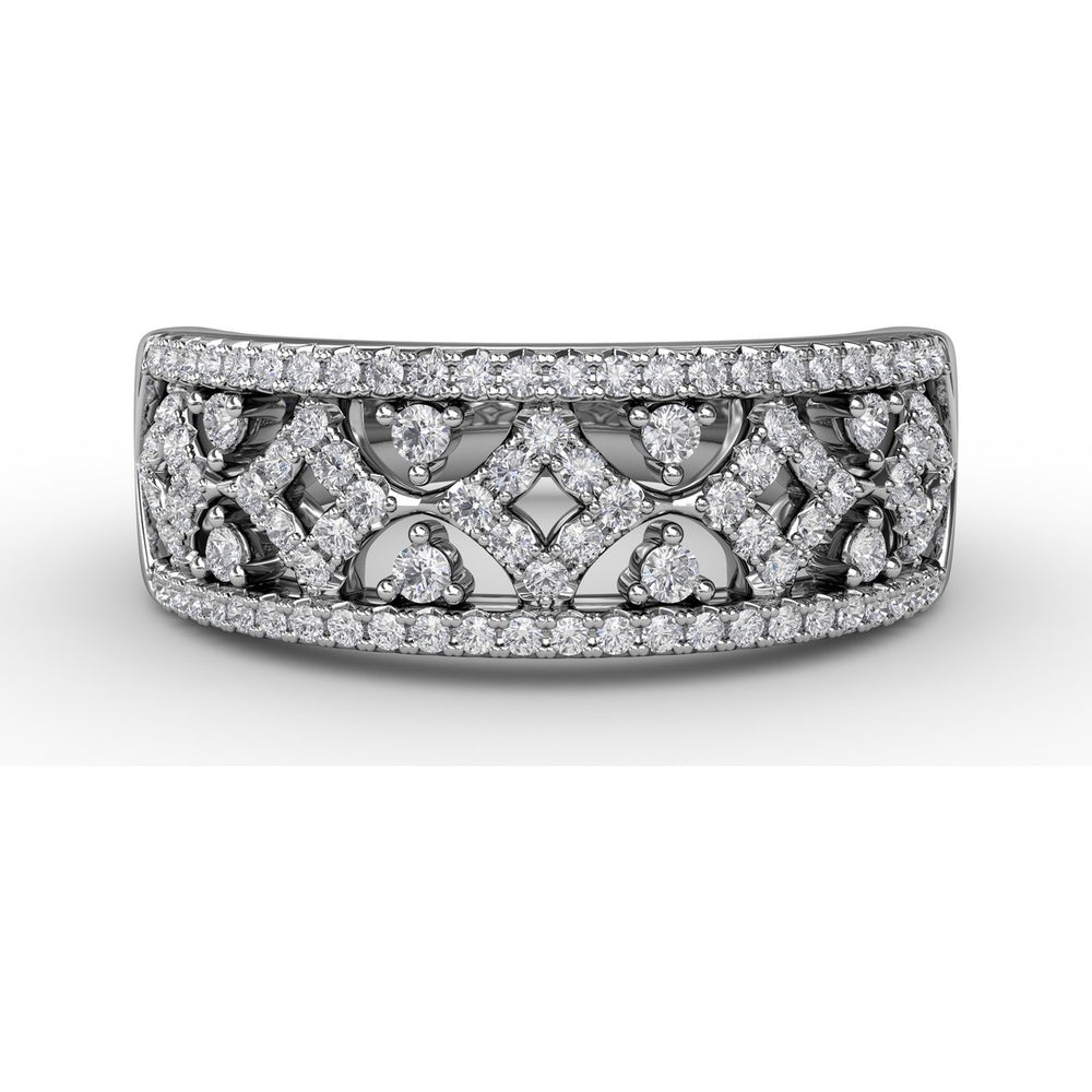 Geometric Openwork Band with Pavé Set Round Diamonds by Fana - 0.47 Carat Total Diamond Weight