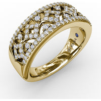 Geometric Openwork Band with Pavé Set Round Diamonds by Fana - 0.47 Carat Total Diamond Weight