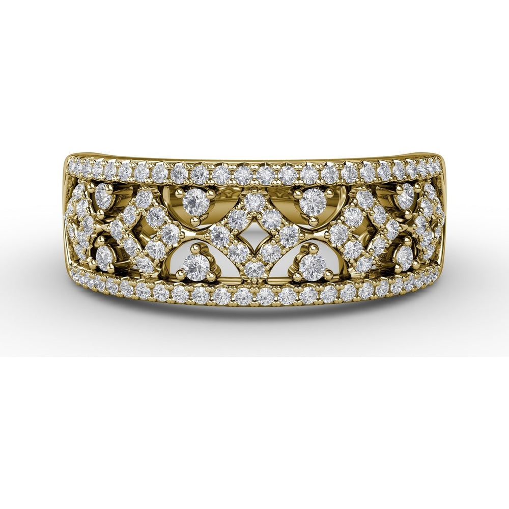 Geometric Openwork Band with Pavé Set Round Diamonds by Fana - 0.47 Carat Total Diamond Weight