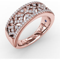 Geometric Openwork Band with Pavé Set Round Diamonds by Fana - 0.47 Carat Total Diamond Weight