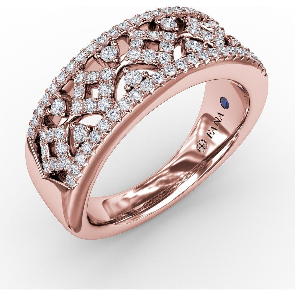 Geometric Openwork Band with Pavé Set Round Diamonds by Fana - 0.47 Carat Total Diamond Weight