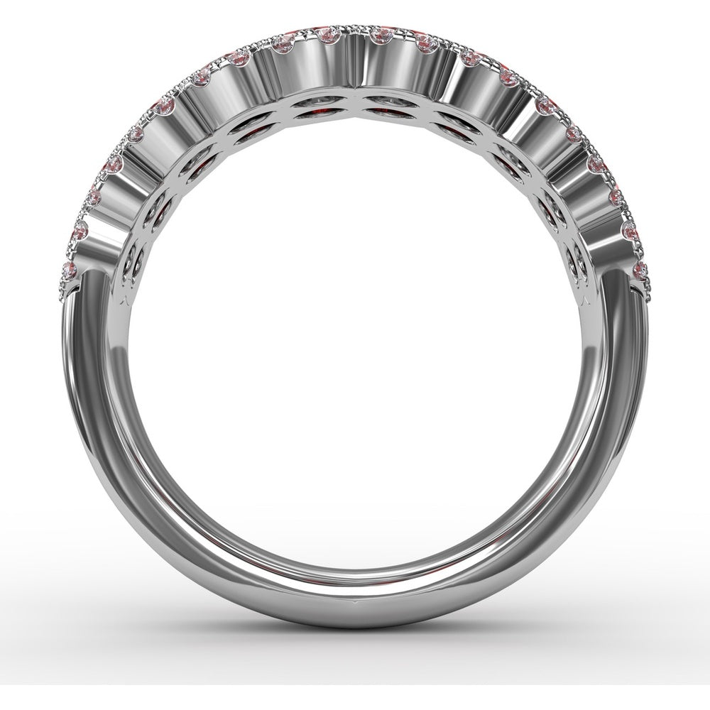 Get Sentimental Double Row Ruby and Diamond Band Ring by Fana - 2.53 Carat Total Gemstone Weight