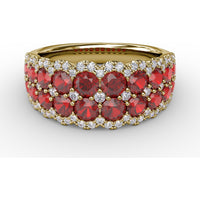 Get Sentimental Double Row Ruby and Diamond Band Ring by Fana - 2.53 Carat Total Gemstone Weight
