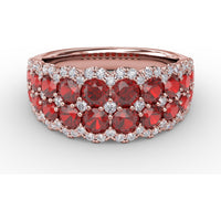 Get Sentimental Double Row Ruby and Diamond Band Ring by Fana - 2.53 Carat Total Gemstone Weight