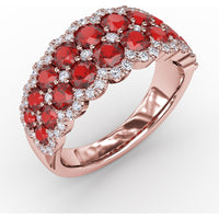 Get Sentimental Double Row Ruby and Diamond Band Ring by Fana - 2.53 Carat Total Gemstone Weight