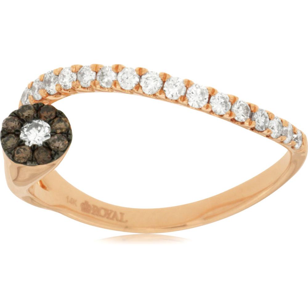 Glamorous 14K Rose Gold 0.21 Carat Mocha Diamond & 0.07 Carat Diamond Ring