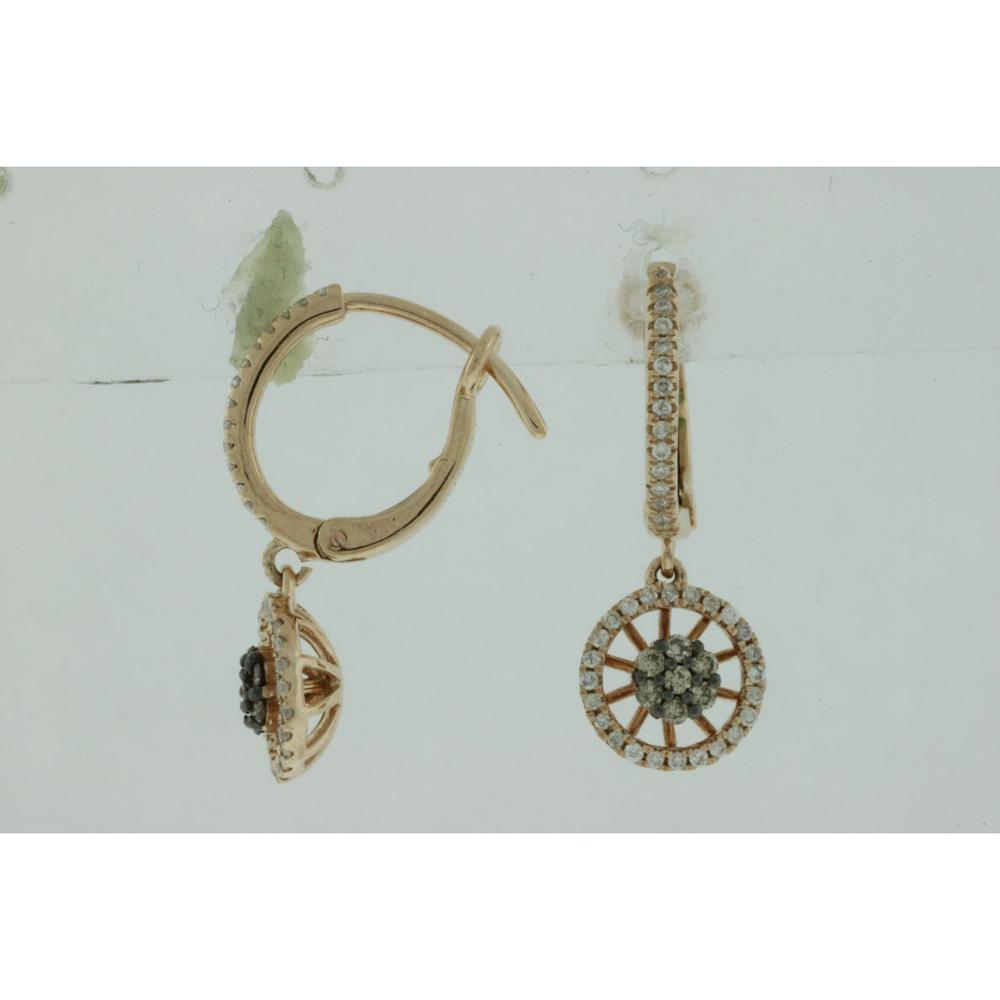 Glamorous 14K Rose Gold 0.25 Carat Mocha Diamond & 0.15 Carat Diamond Earrings