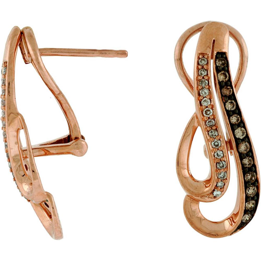 Glamorous 14K Rose Gold 0.28 Carat Mocha Diamond & 0.12 Carat Diamond Earrings