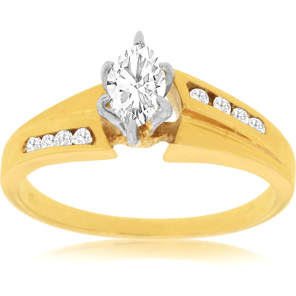 Gleaming Marquise Diamond Engagement Ring in 14K Yellow Gold
