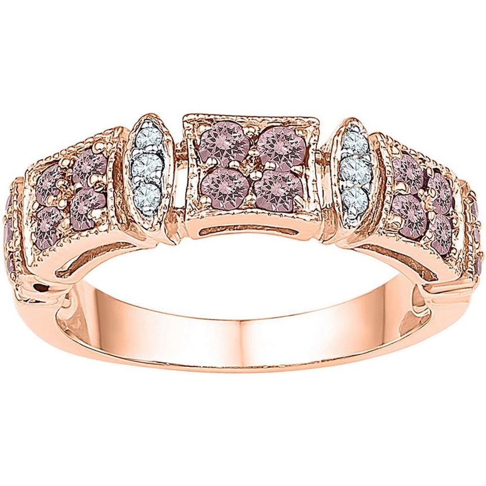 GND 10K Rose Gold Band Ring with Round Morganite and Diamond Accents - 5/8 Total Carat Weight