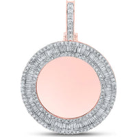 GND 10K Rose Gold Circle Pendant with Channel-Set Baguette and Prong-Set Round Diamonds - 1.5 Carat Total Diamond Weight
