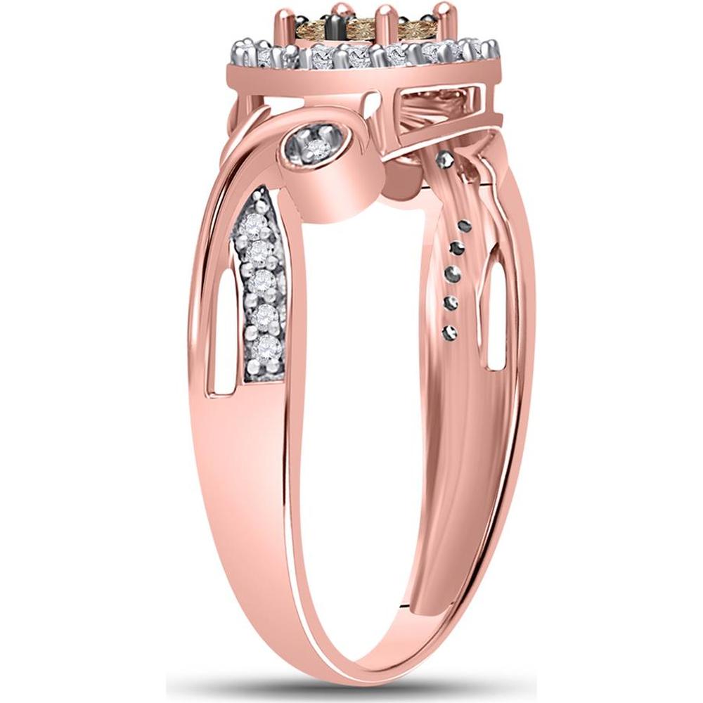 GND 10K Rose Gold Cluster Ring with Prong-Set Round Brown and White Diamonds - 0.25 Carat Total Diamond Weight