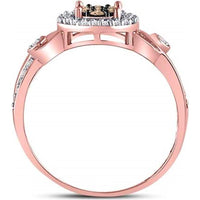 GND 10K Rose Gold Cluster Ring with Prong-Set Round Brown and White Diamonds - 0.25 Carat Total Diamond Weight