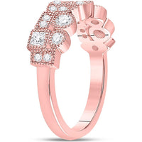 GND 10K Rose Gold Geometric Band Ring with Bezel and Pavé Set Round and Princess Diamonds - 5/8 Carat Total Diamond Weight