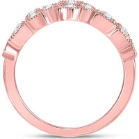 GND 10K Rose Gold Geometric Band Ring with Bezel and Pavé Set Round and Princess Diamonds - 5/8 Carat Total Diamond Weight