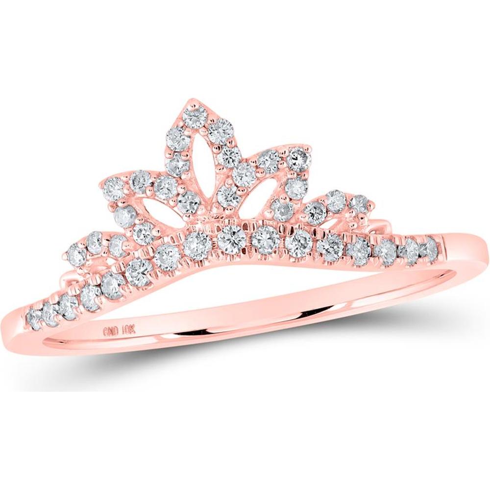 GND 10K Rose Gold Round Diamond Ring Guard Enhancer Wedding Band - 1/5 Total Carat Weight