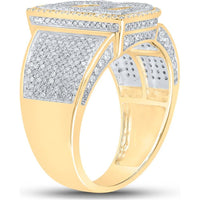 GND 10K Two-Tone Gold B Initial Ring with Pave-Set Round Diamonds - 1.20 Carat Total Diamond Weight
