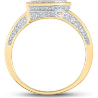 GND 10K Two-Tone Gold B Initial Ring with Pave-Set Round Diamonds - 1.20 Carat Total Diamond Weight