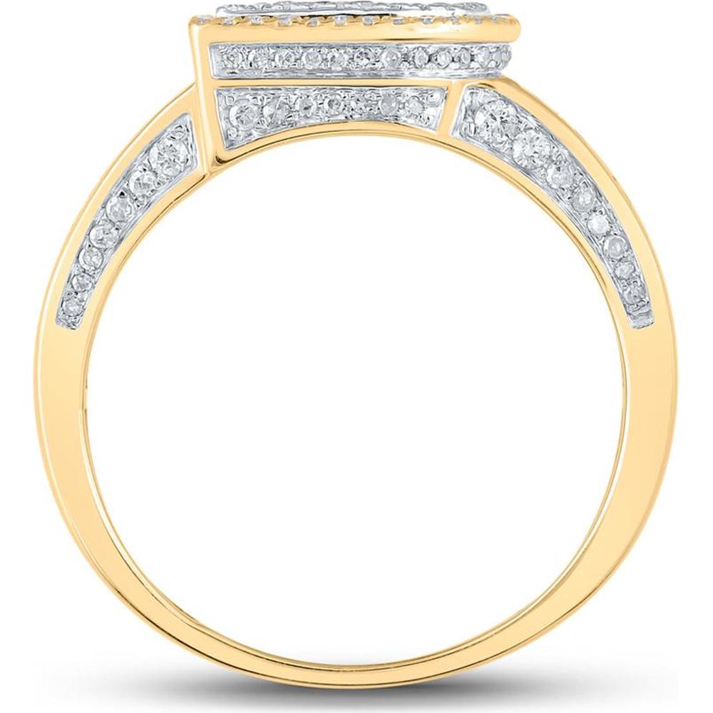 GND 10K Two-Tone Gold B Initial Ring with Pave-Set Round Diamonds - 1.20 Carat Total Diamond Weight