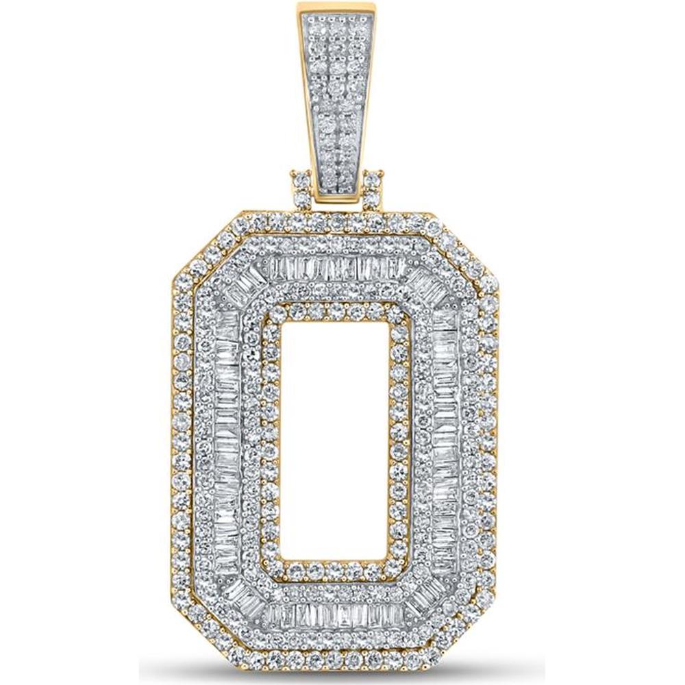 GND 10K Two-Tone Gold Baguette and Round Diamond Number 0 Charm Pendant – 2.20 Carat Total Diamond Weight