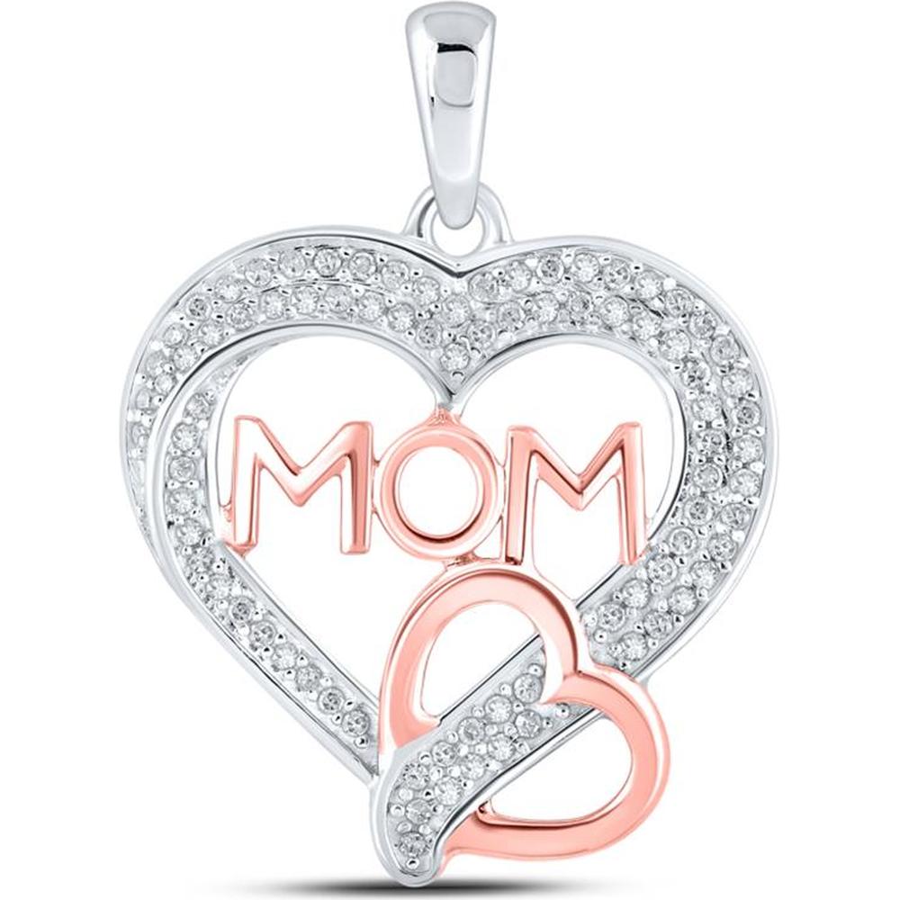 GND 10K Two-Tone Gold Heart Pendant with Round Prong-Set Diamonds – 1/4 Total Carat Weight