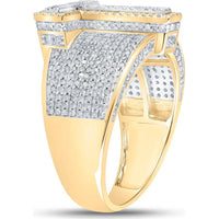GND 10K Two-Tone Gold Initial "T" Ring with Pave-Set Round Diamonds - 1.22 Carat Total Diamond Weight