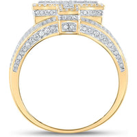 GND 10K Two-Tone Gold Initial "T" Ring with Pave-Set Round Diamonds - 1.22 Carat Total Diamond Weight