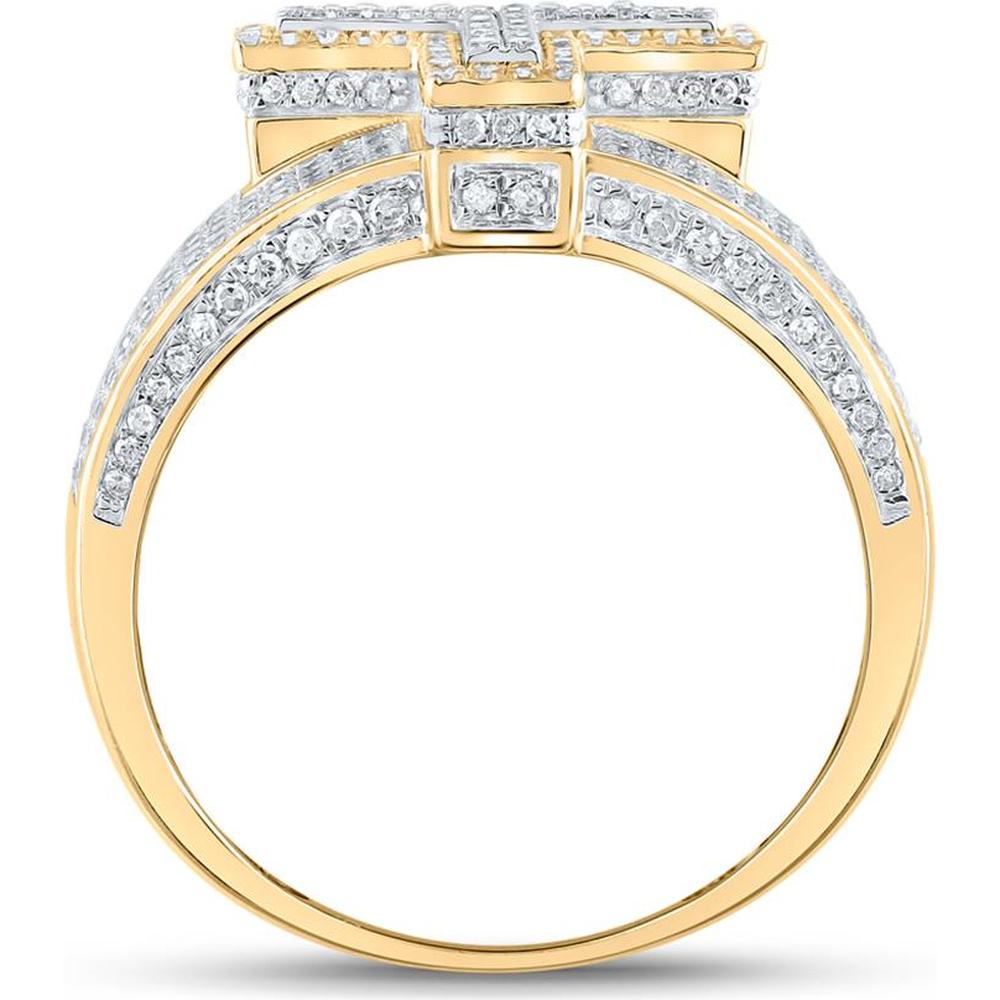 GND 10K Two-Tone Gold Initial "T" Ring with Pave-Set Round Diamonds - 1.22 Carat Total Diamond Weight