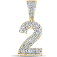 GND 10K Two-Tone Gold Number 2 Charm Pendant with Prong-Set Round Diamonds - 3/4 Carat Total Diamond Weight