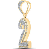 GND 10K Two-Tone Gold Number 2 Charm Pendant with Prong-Set Round Diamonds - 3/4 Carat Total Diamond Weight