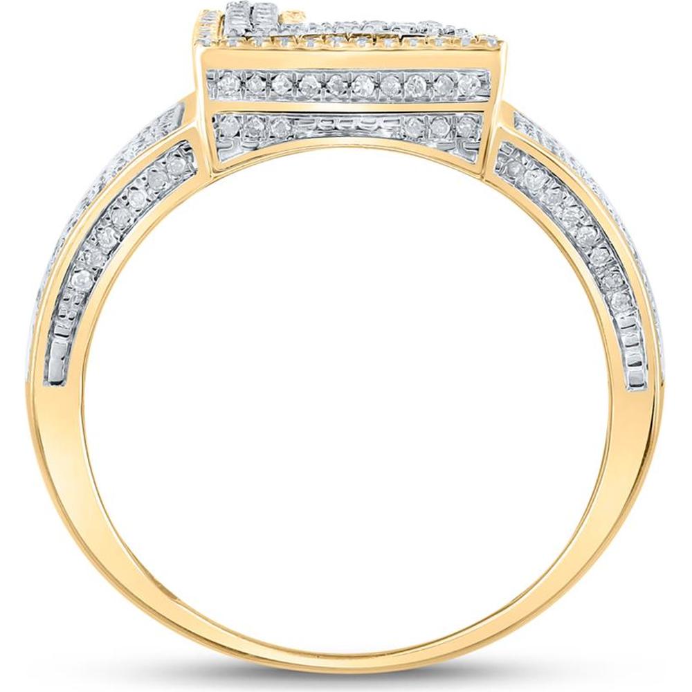 GND 10K Two-Tone Gold Pave-Set Round Diamond Initial Letter "L" Ring - 1.18 Carat Total Diamond Weight