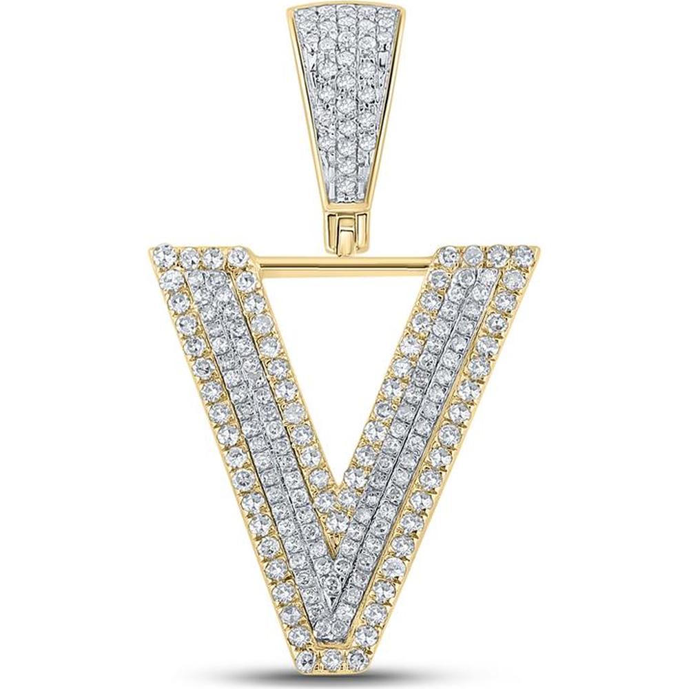 GND 10K Two-Tone Gold Pendant with Prong-Set Round Diamonds - 0.72 Carat Total Diamond Weight