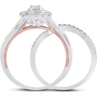 GND 10K Two-Tone Gold Round Diamond Bridal Wedding Ring Set with Illusion and Prong Settings - 0.50 Carat Total Diamond Weight