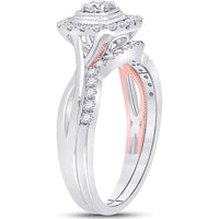 GND 10K Two-Tone Gold Round Diamond Bridal Wedding Ring Set with Illusion and Prong Settings - 0.50 Carat Total Diamond Weight
